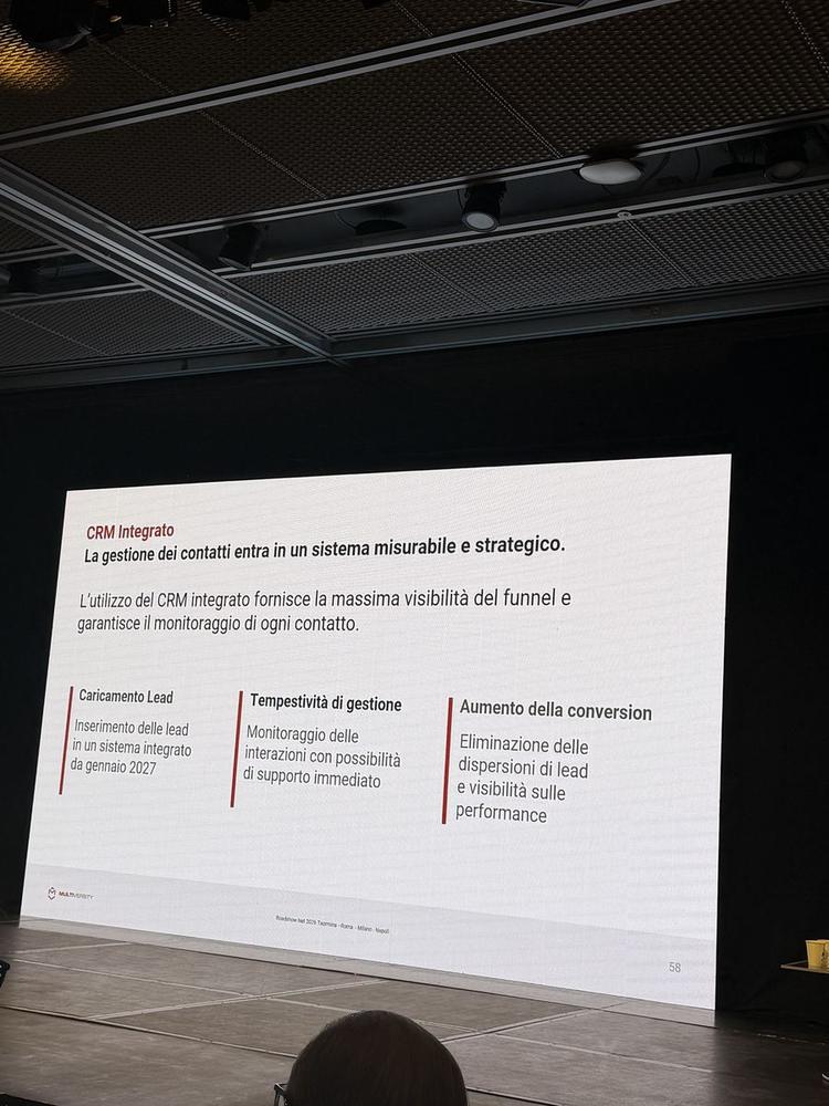 Slide Multiversity sul CRM integrato da gennaio 2027