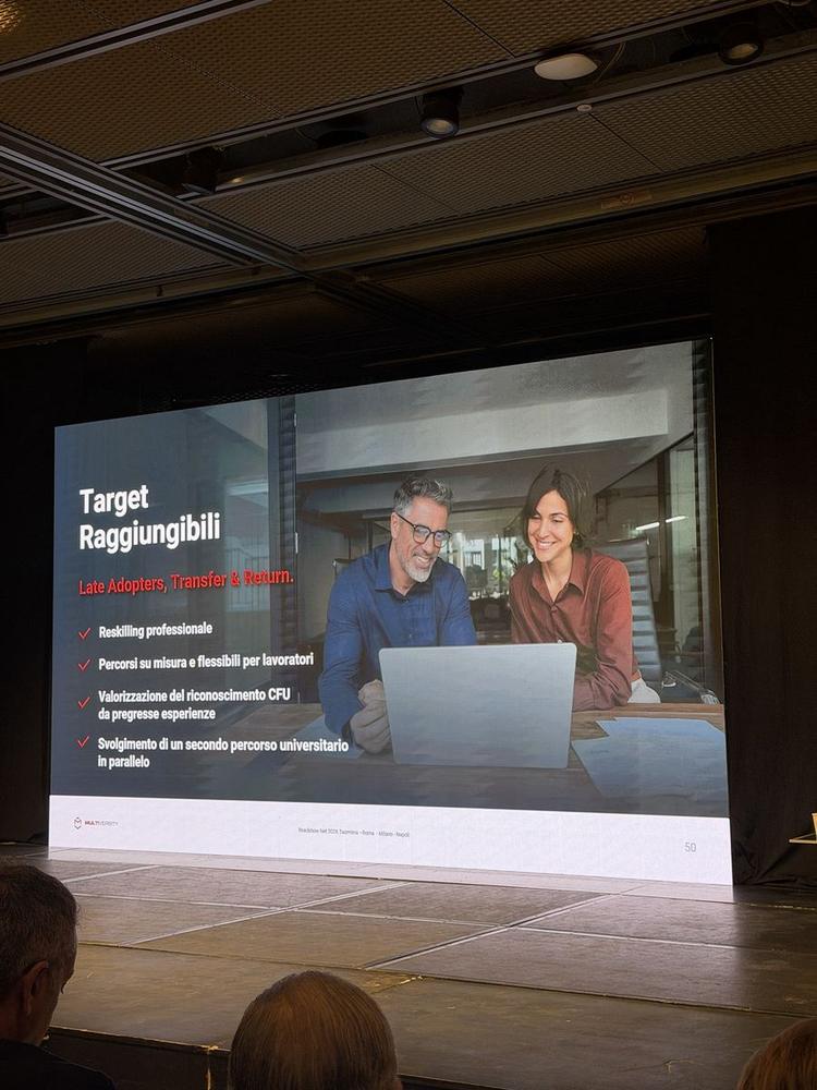 Slide Multiversity sul target late adopters, transfer e return