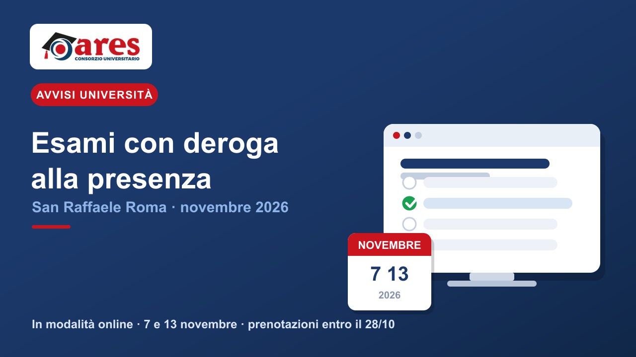San Raffaele Roma: esami di profitto per studenti con deroga alla presenza – novembre 2026